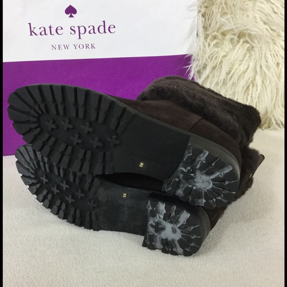 Kate Spade♠️BRAND NEW brown suede faux fur boots - Picture 3 of 4